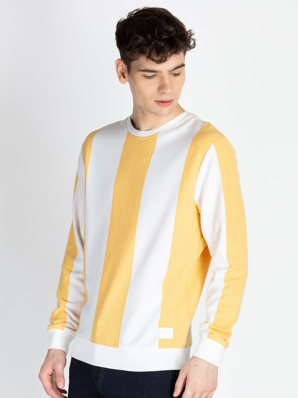 Mens Striped Round Neck Lightweight Sweatshirt