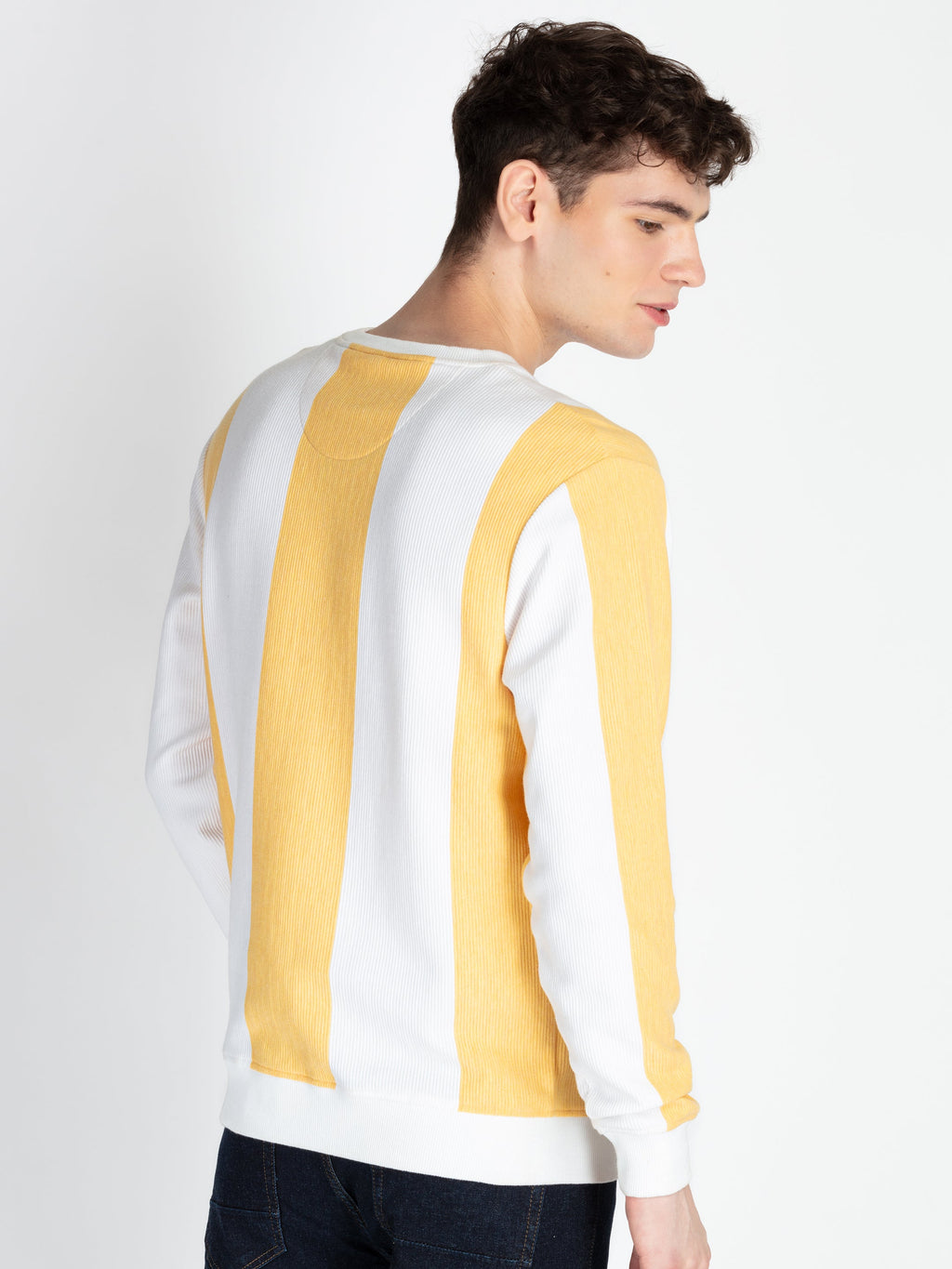Mens Striped Round Neck Lightweight Sweatshirt