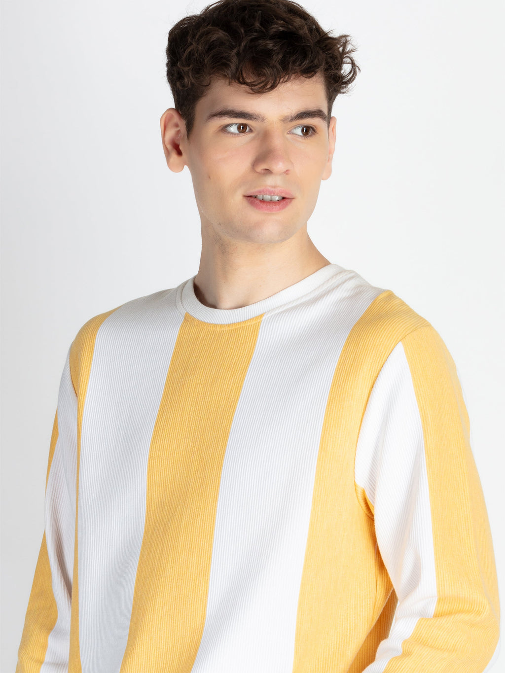 Mens Striped Round Neck Lightweight Sweatshirt