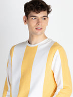 Mens Striped Round Neck Lightweight Sweatshirt