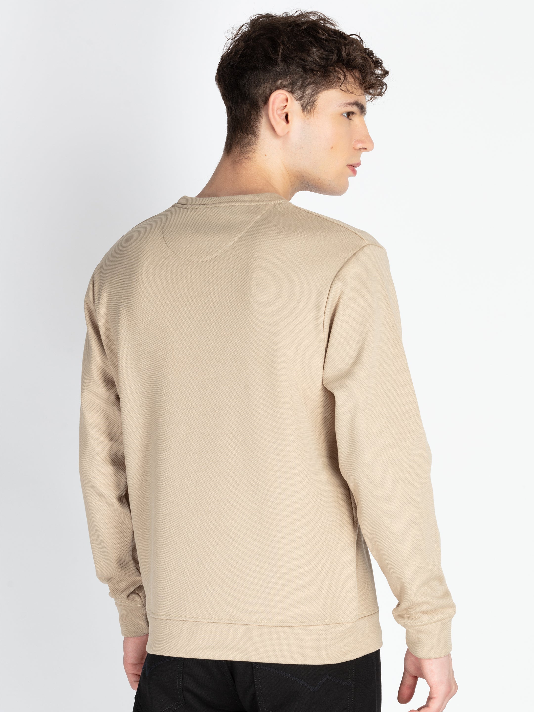 Mens Solid Round Neck Lightweight Sweatshirt