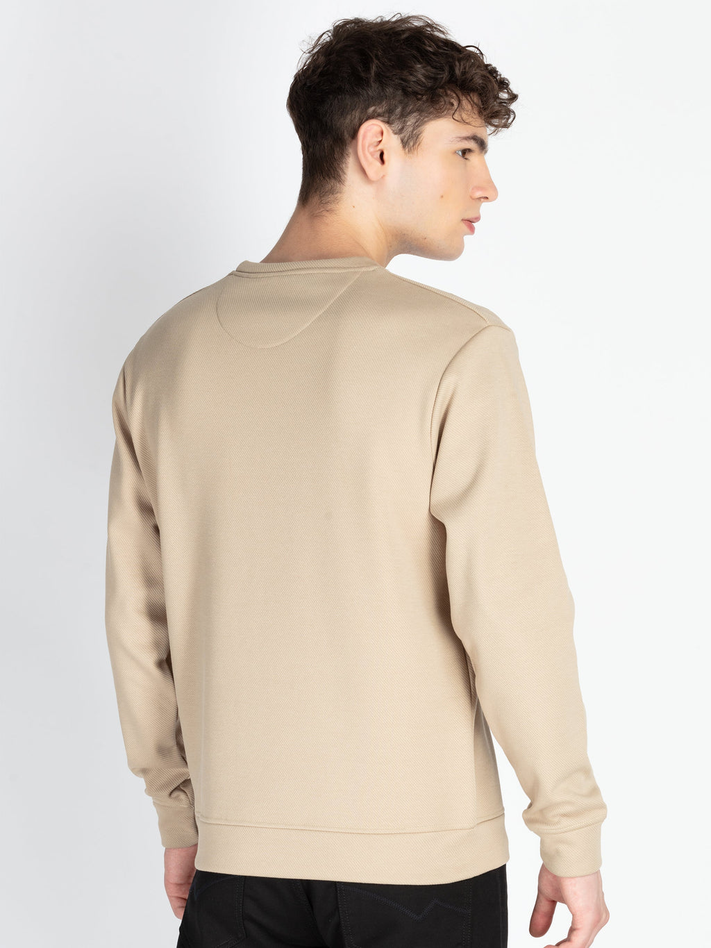 Mens Solid Round Neck Lightweight Sweatshirt