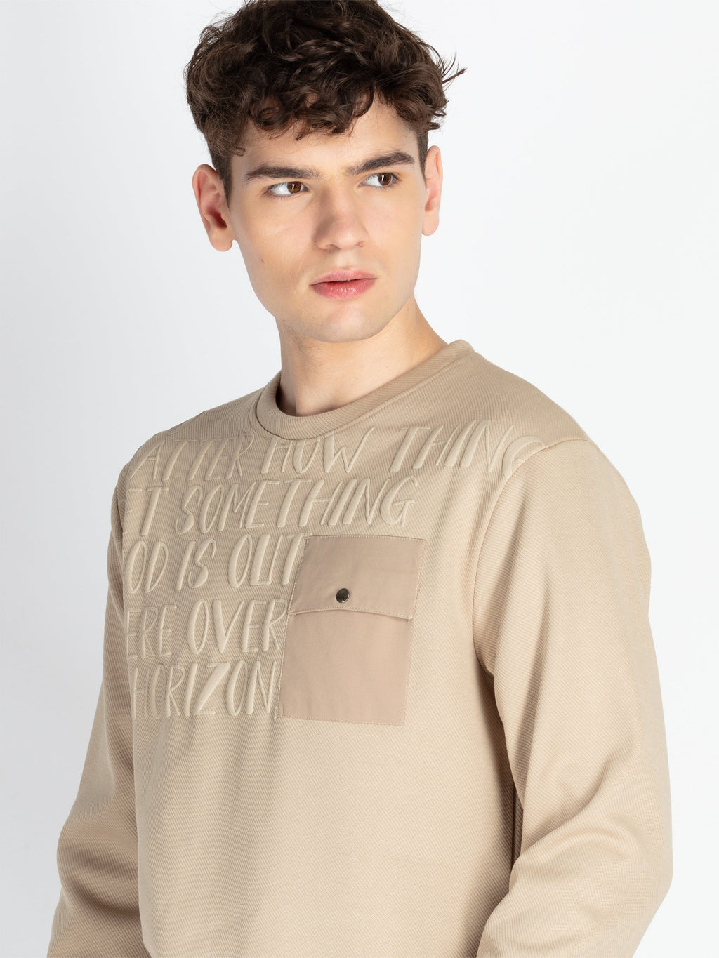 Mens Solid Round Neck Lightweight Sweatshirt