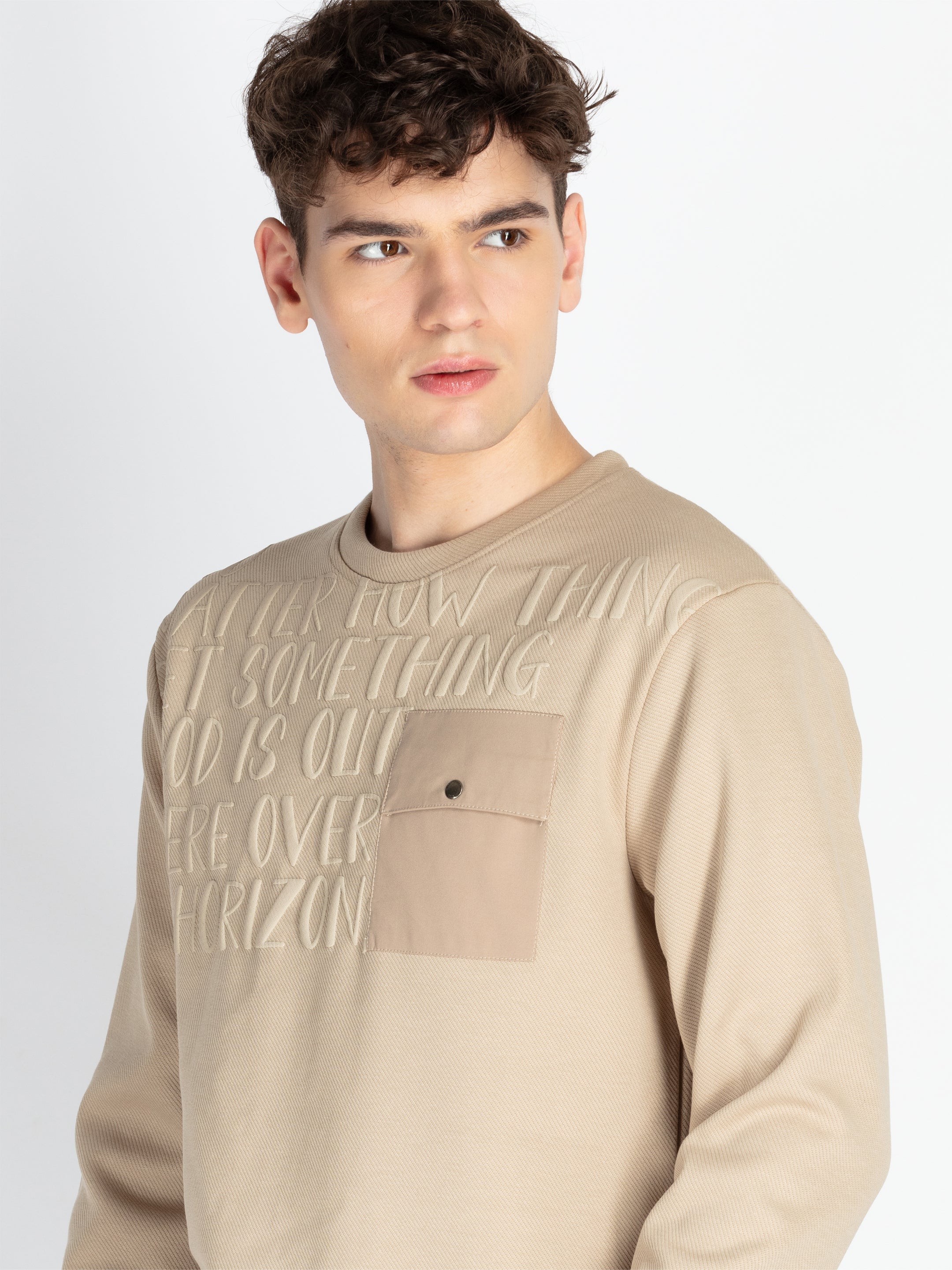 Mens Solid Round Neck Lightweight Sweatshirt