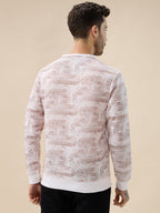 Men's All-Over Abstract  Print Full Sleeves Round Neck Regular Fit Lightweight Sweatshirt