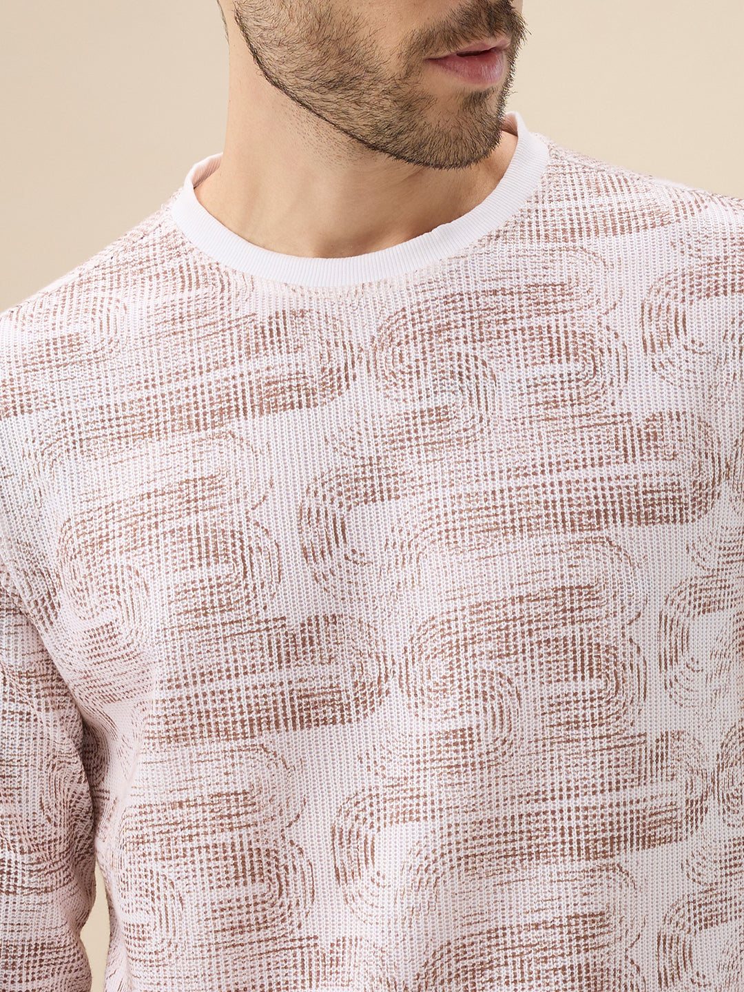 Men's All-Over Abstract  Print Full Sleeves Round Neck Regular Fit Lightweight Sweatshirt