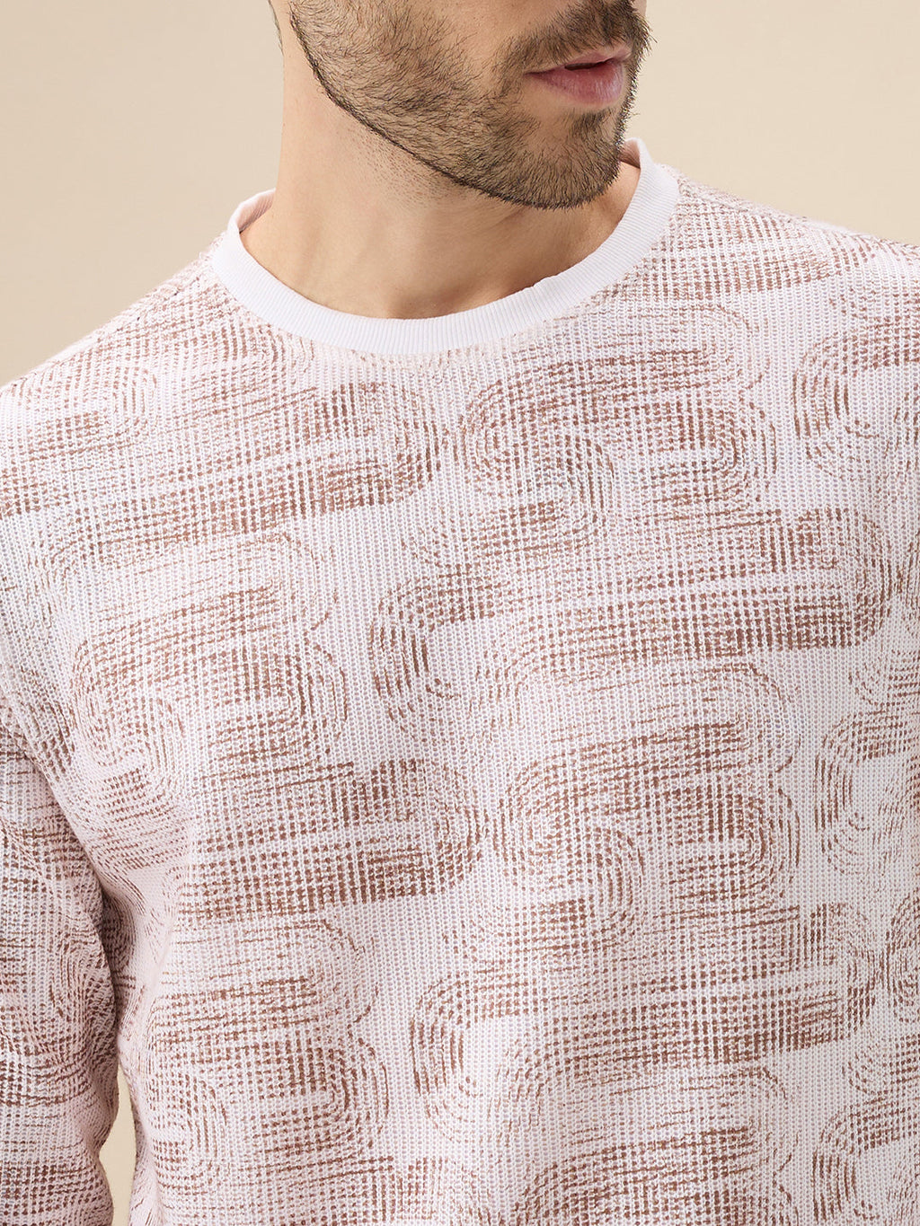 Men's All-Over Abstract  Print Full Sleeves Round Neck Regular Fit Lightweight Sweatshirt