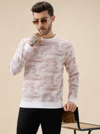 Men's All-Over Abstract  Print Full Sleeves Round Neck Regular Fit Lightweight Sweatshirt