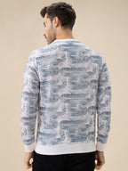 Men's All-Over Abstract  Print Full Sleeves Round Neck Regular Fit Lightweight Sweatshirt