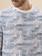 Men's All-Over Abstract  Print Full Sleeves Round Neck Regular Fit Lightweight Sweatshirt