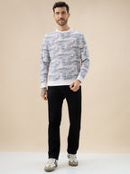 Men's All-Over Abstract  Print Full Sleeves Round Neck Regular Fit Lightweight Sweatshirt