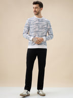 Men's All-Over Abstract  Print Full Sleeves Round Neck Regular Fit Lightweight Sweatshirt