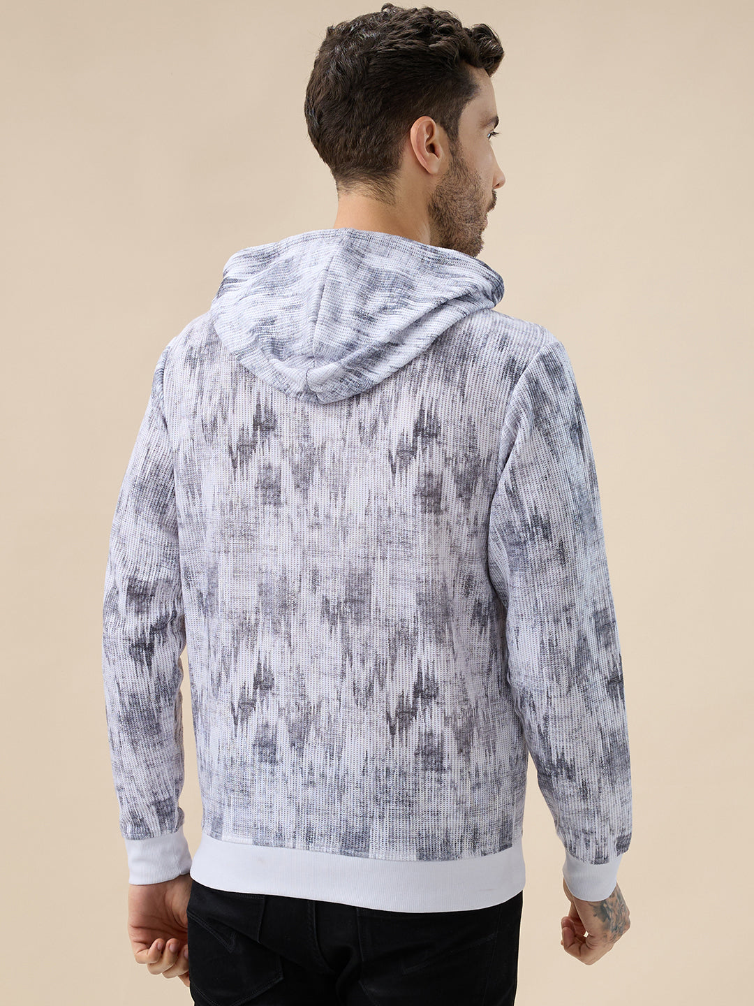 Men's Camouflage Print Full Sleeves Hooded Sweatshirt with Side Pockets