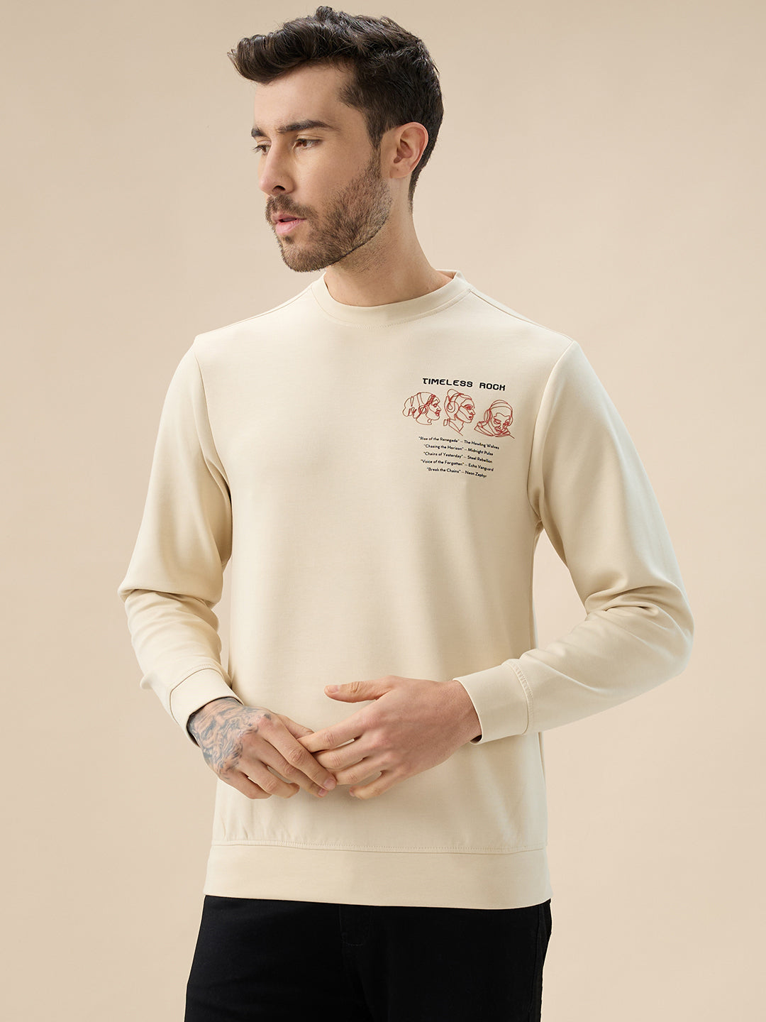 Men's Chest & Back Typography Print Full-Sleeves Round Neck Sweatshirt Secondary image