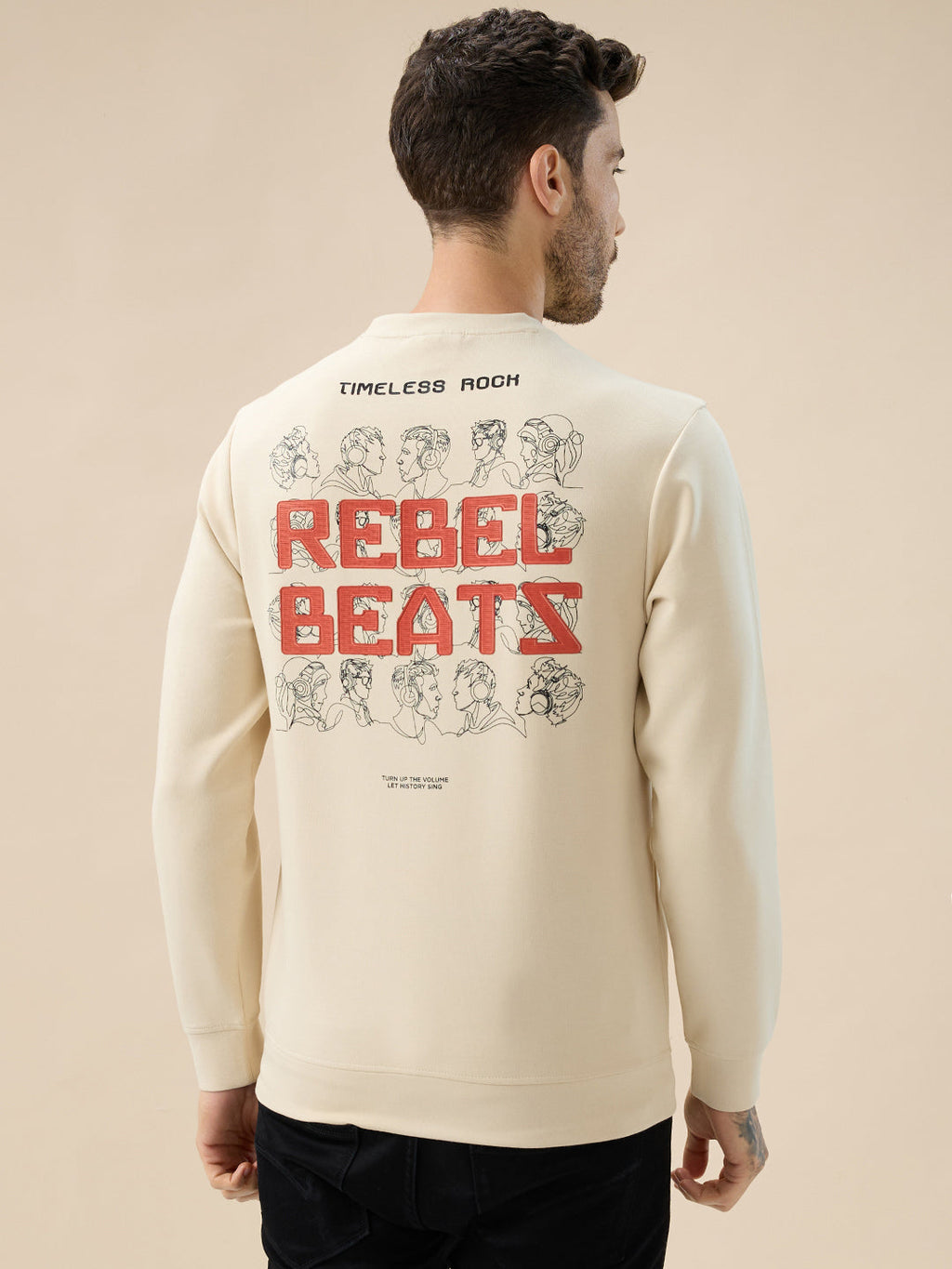 Men's Chest & Back Typography Print Full-Sleeves Round Neck Sweatshirt