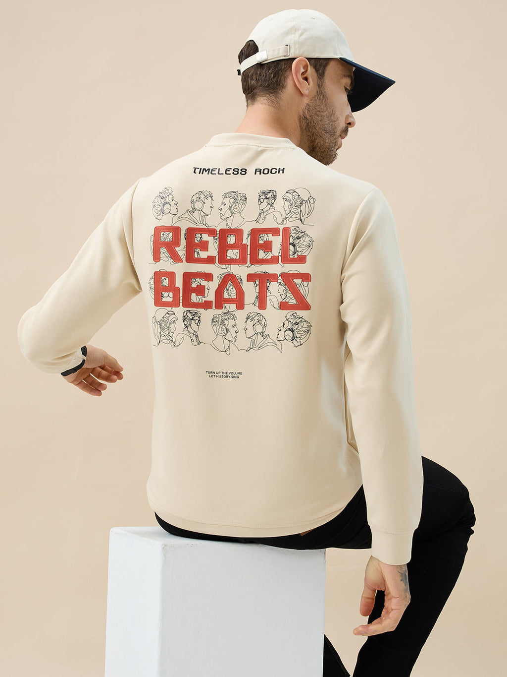 Men's Chest & Back Typography Print Full-Sleeves Round Neck Sweatshirt