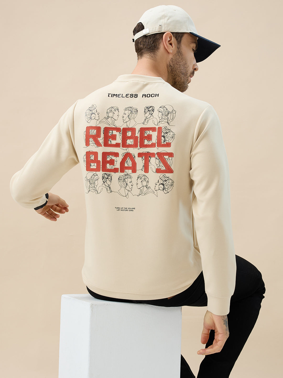 Men's Chest & Back Typography Print Full-Sleeves Round Neck Sweatshirt