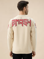 Men's Back Typography Print Round Neck Full Sleeves Sweatshirt