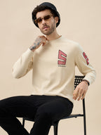 Men's Back Typography Print Round Neck Full Sleeves Sweatshirt