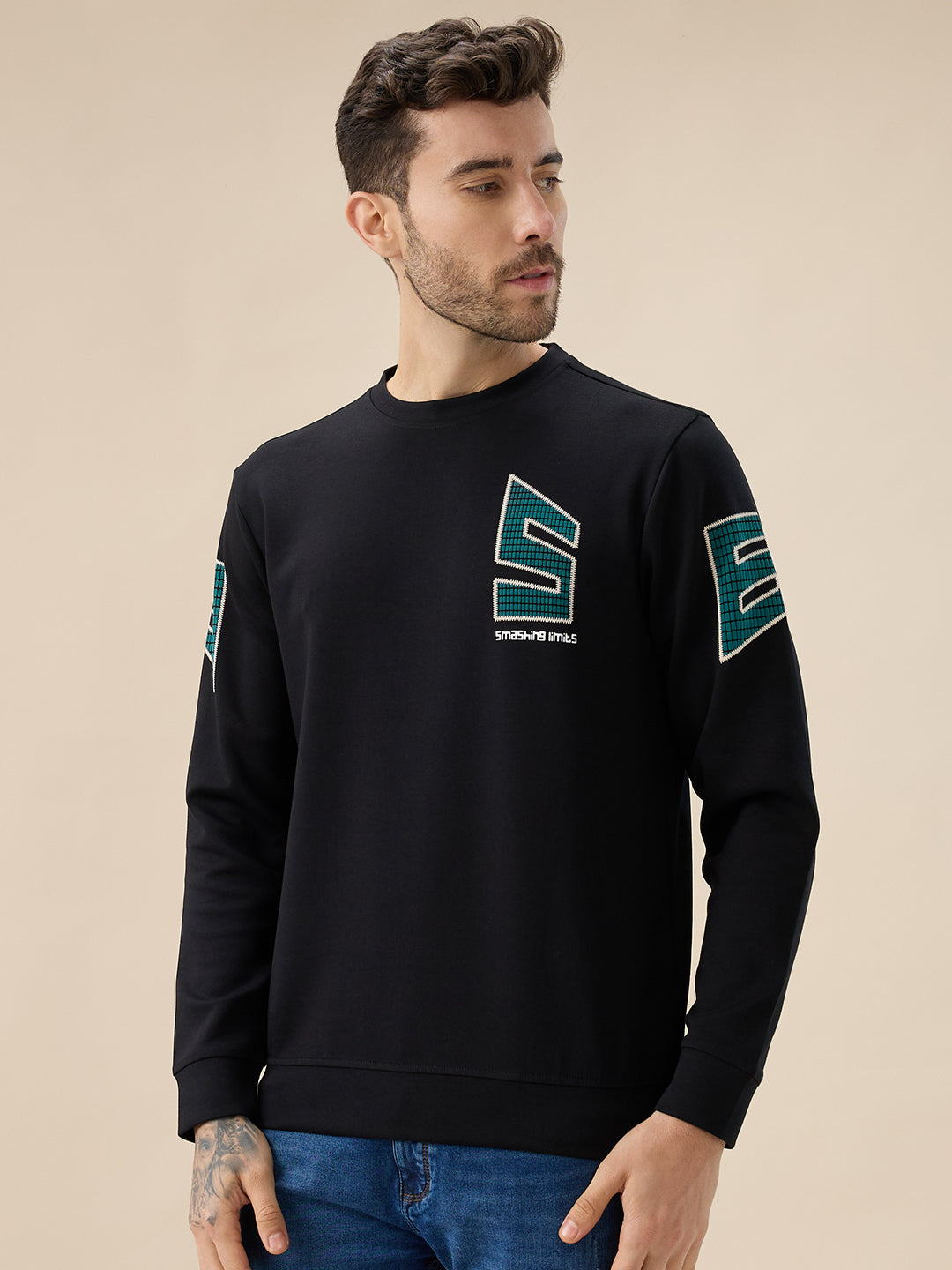 Men's Back Typography Print Round Neck Full Sleeves Sweatshirt Secondary image