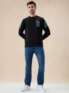 Men's Back Typography Print Round Neck Full Sleeves Sweatshirt