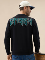 Men's Back Typography Print Round Neck Full Sleeves Sweatshirt