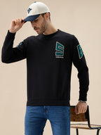 Men's Back Typography Print Round Neck Full Sleeves Sweatshirt