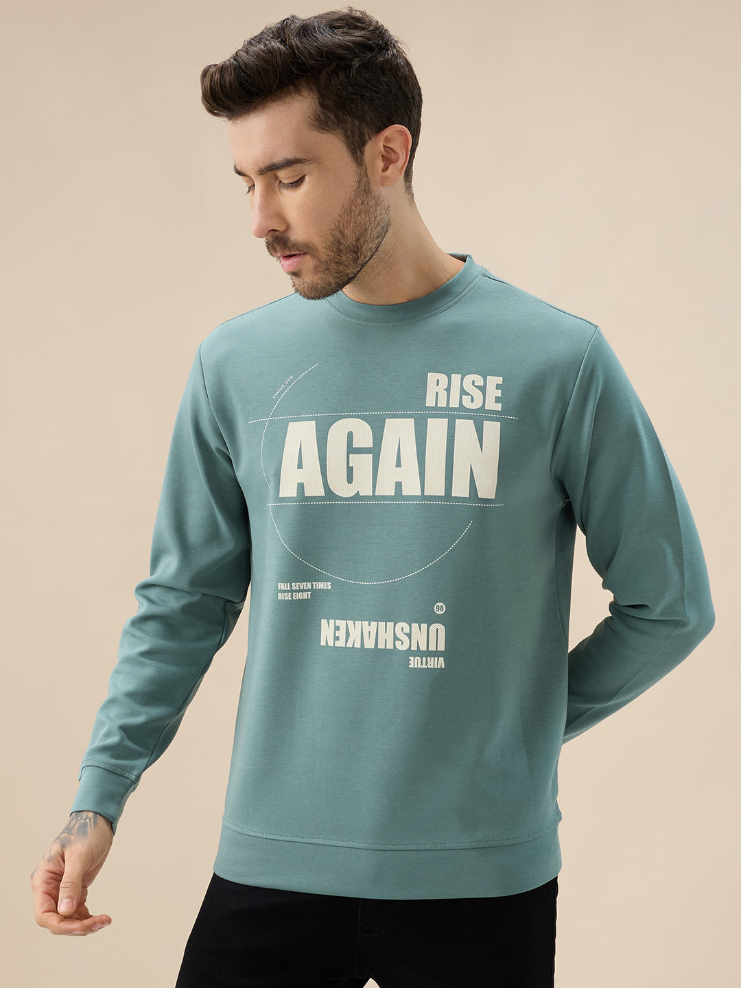 Men's Front & Back Typography Print Full Sleeves Round Neck Sweatshirt Secondary image