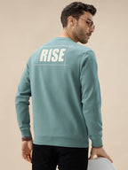 Men's Front & Back Typography Print Full Sleeves Round Neck Sweatshirt