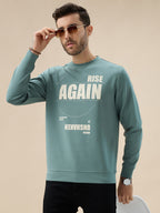 Men's Front & Back Typography Print Full Sleeves Round Neck Sweatshirt