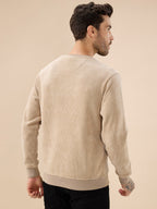 Men's Textured Chest Typography Print Full Sleeves Round Neck Regular Fit Sweatshirt