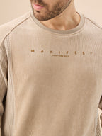 Men's Textured Chest Typography Print Full Sleeves Round Neck Regular Fit Sweatshirt