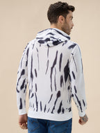 Men's Camouflage Print Full Sleeves Textured Hooded Sweatshirt