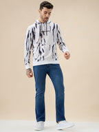 Men's Camouflage Print Full Sleeves Textured Hooded Sweatshirt