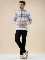 Men's Camouflage Print Full Sleeves Textured Hooded Sweatshirt