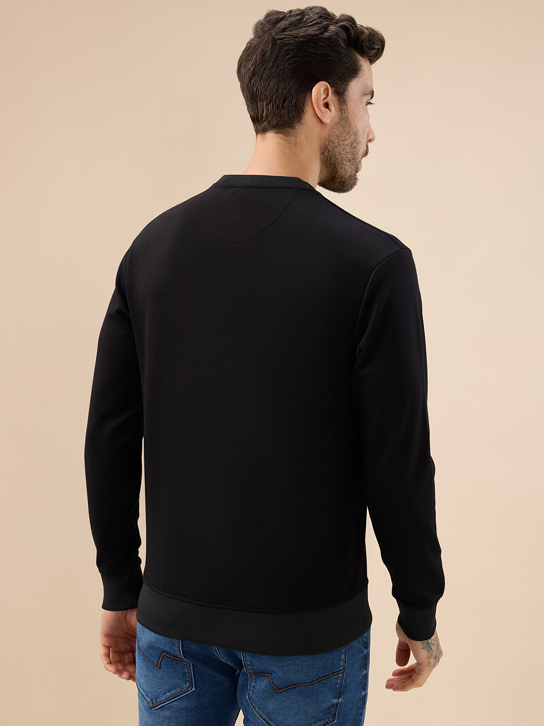 Men's Solid Round Neck Full Sleeve Sweatshirt with Chest Pocket