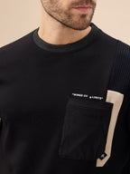 Men's Solid Round Neck Full Sleeve Sweatshirt with Chest Pocket