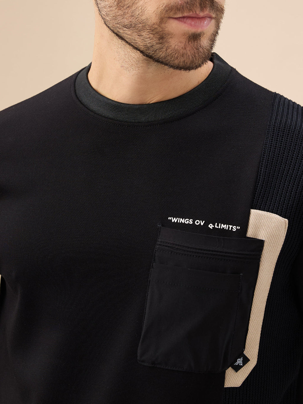 Men's Solid Round Neck Full Sleeve Sweatshirt with Chest Pocket
