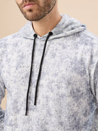 Mens Printed Full Sleeves Hooded Sweatshirt with Kangaroo Pocket