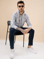 Mens Printed Full Sleeves Hooded Sweatshirt with Kangaroo Pocket