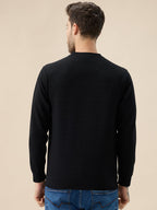 Men's Chest Graphic Print Round Neck Full Sleeves Textured Sweatshirt
