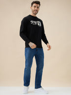 Men's Chest Graphic Print Round Neck Full Sleeves Textured Sweatshirt