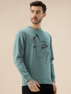Men's Chest Typography Print Round Neck Full Sleeves Lightweight Sweatshirt