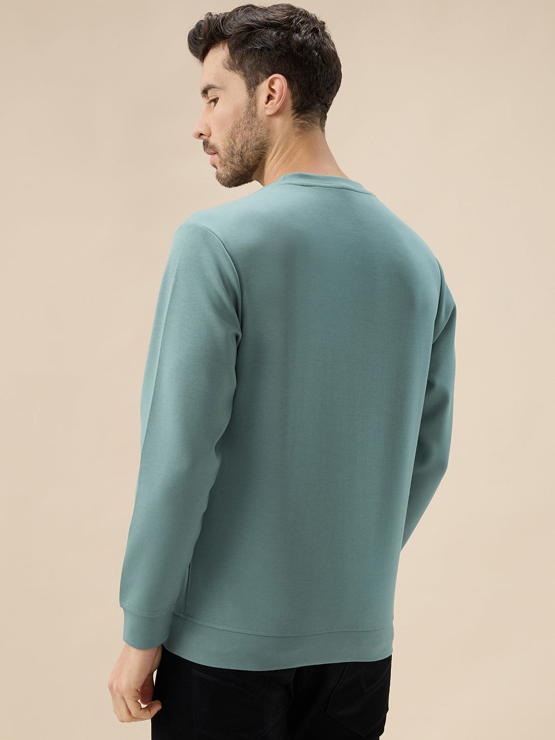 Men's Chest Typography Print Round Neck Full Sleeves Lightweight Sweatshirt