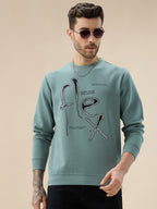 Men's Chest Typography Print Round Neck Full Sleeves Lightweight Sweatshirt