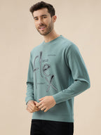 Men's Chest Typography Print Round Neck Full Sleeves Lightweight Sweatshirt