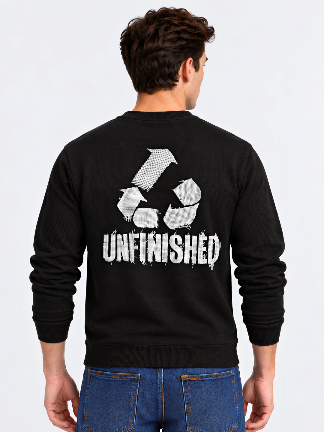 Black Printed Regular Fit Sweatshirt