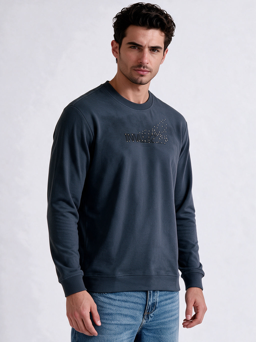 Men's Blended Round Neck Regular Fit Sweatshirt