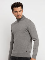Mens Solid High Neck Sweater