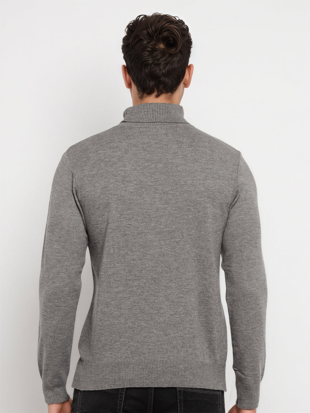 Mens Solid High Neck Sweater
